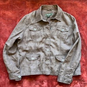 Eddie Bauer brown  linen jacket. Petite XL